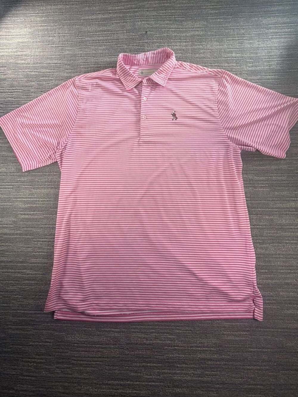 Donald Ross Men's Performance Pink and White Striped Polo Shirt